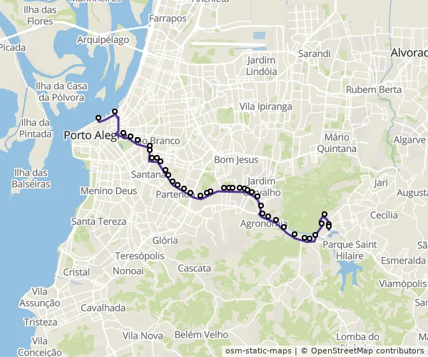 Mapa do itinerário da linha
