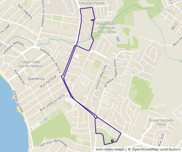 Mapa do itinerário da linha