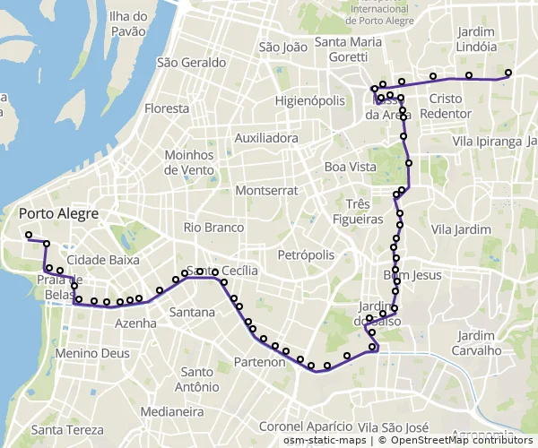 Mapa do itinerário da linha