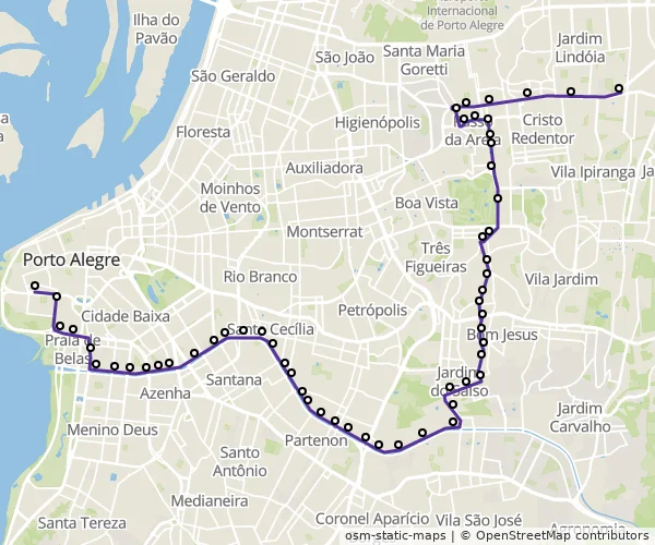 Mapa do itinerário da linha