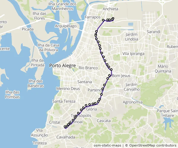 Mapa do itinerário da linha