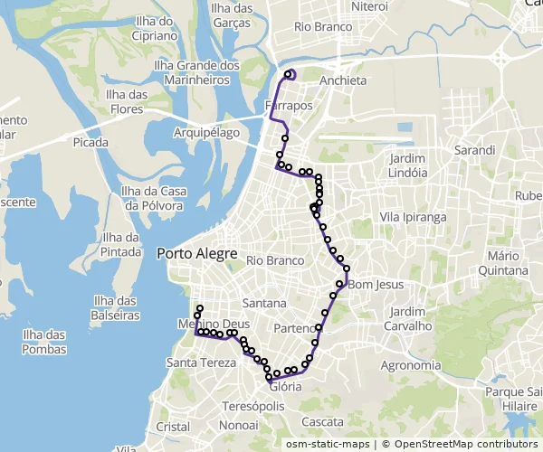 Mapa do itinerário da linha