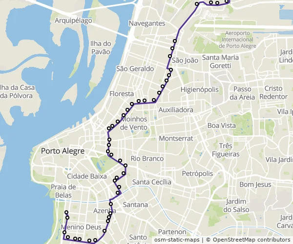 Mapa do itinerário da linha