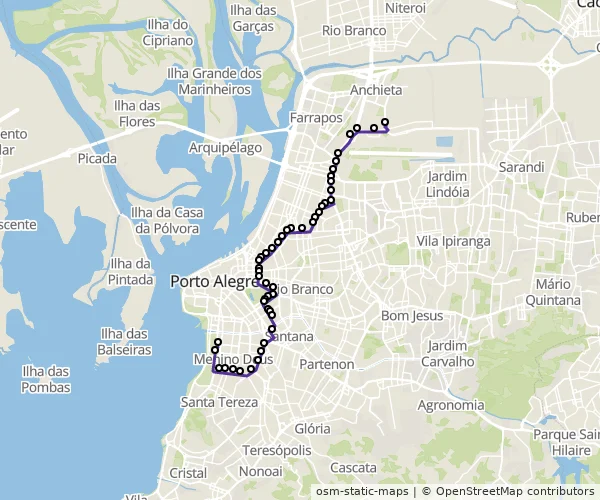 Mapa do itinerário da linha