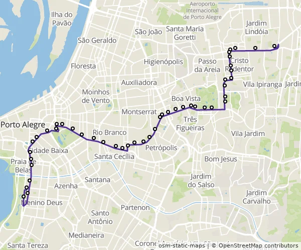 Mapa do itinerário da linha