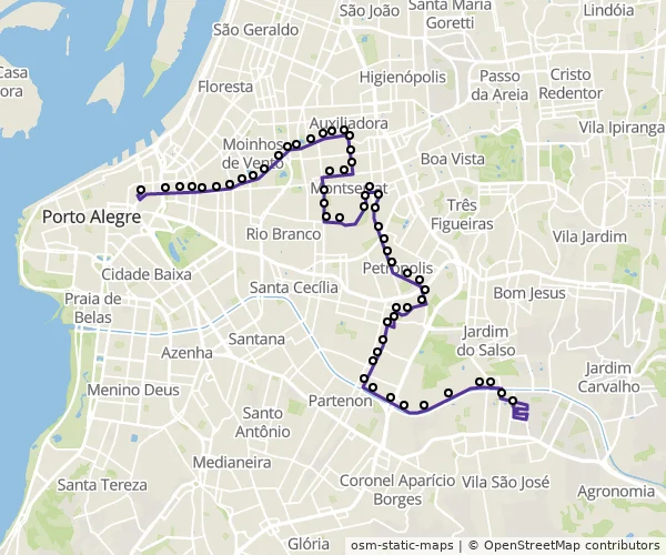 Mapa do itinerário da linha