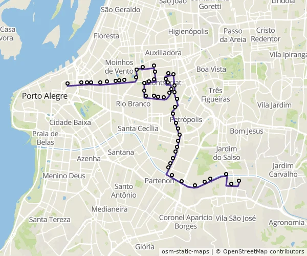 Mapa do itinerário da linha