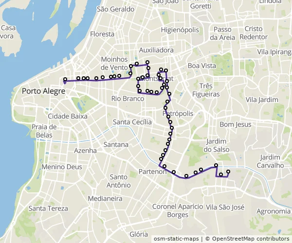 Mapa do itinerário da linha