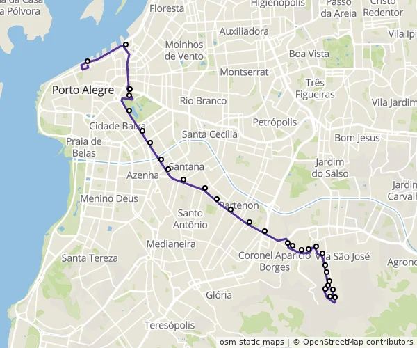 Mapa do itinerário da linha