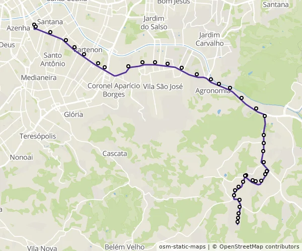 Mapa do itinerário da linha