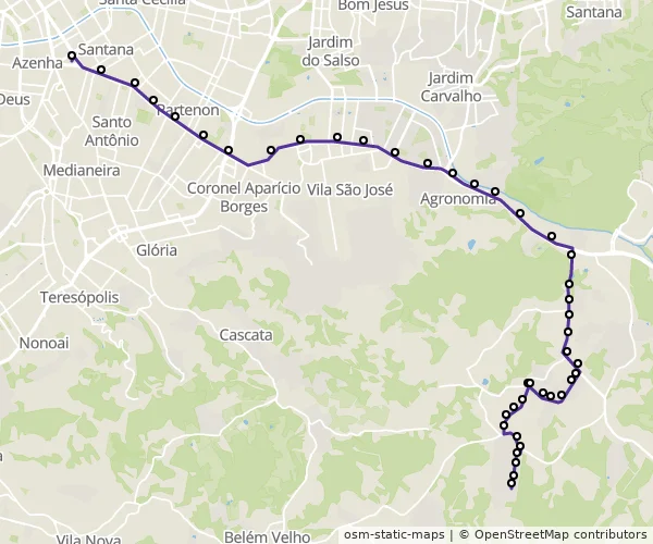 Mapa do itinerário da linha