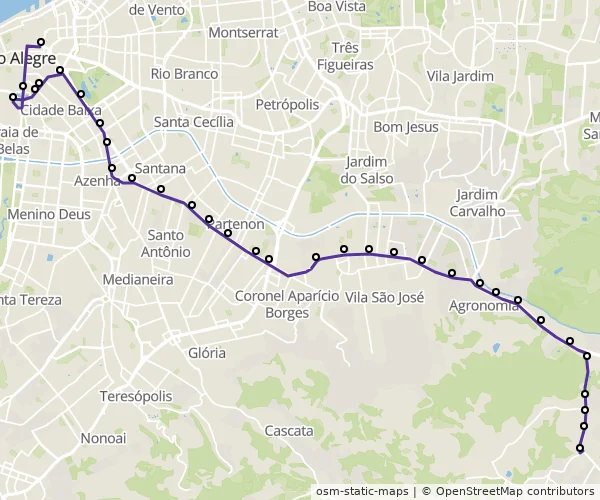 Mapa do itinerário da linha