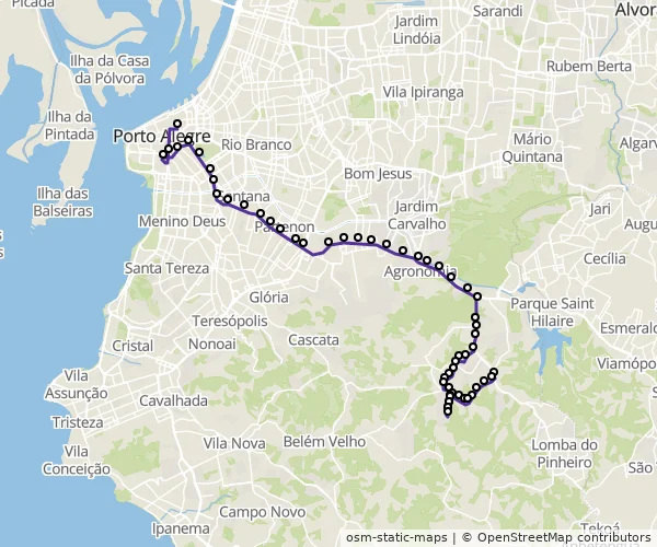 Mapa do itinerário da linha