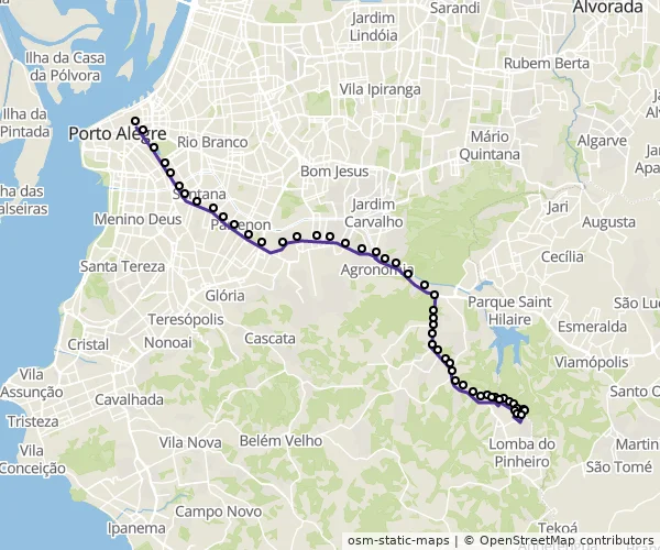 Mapa do itinerário da linha