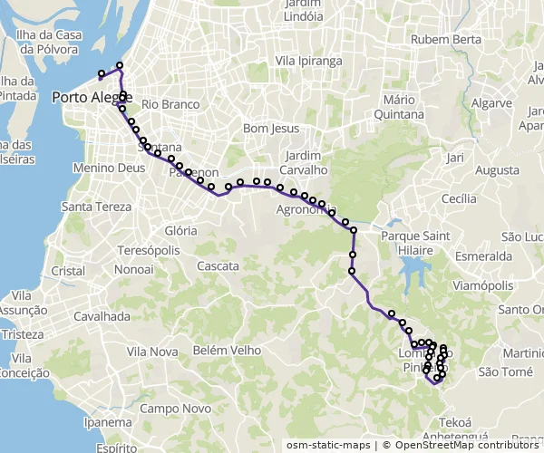 Mapa do itinerário da linha