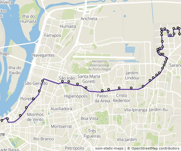 Mapa do itinerário da linha