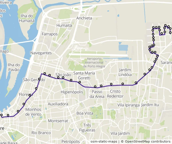 Mapa do itinerário da linha