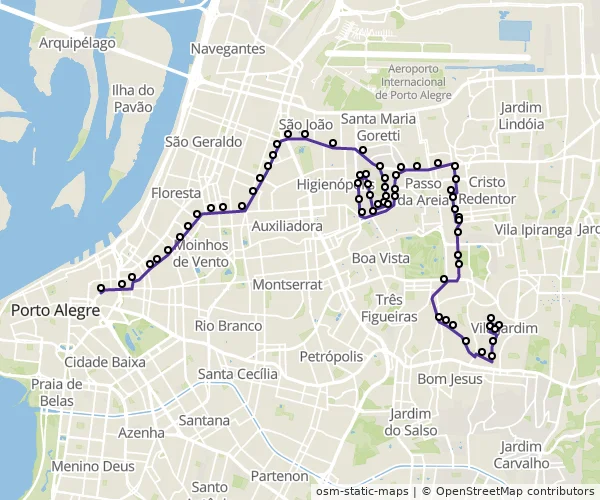 Mapa do itinerário da linha