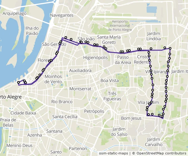 Mapa do itinerário da linha