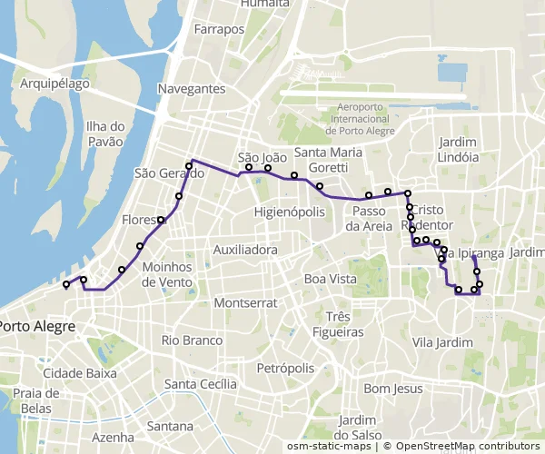 Mapa do itinerário da linha
