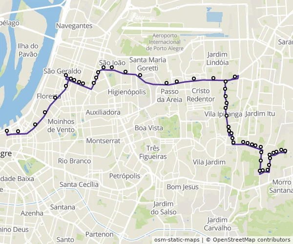 Mapa do itinerário da linha