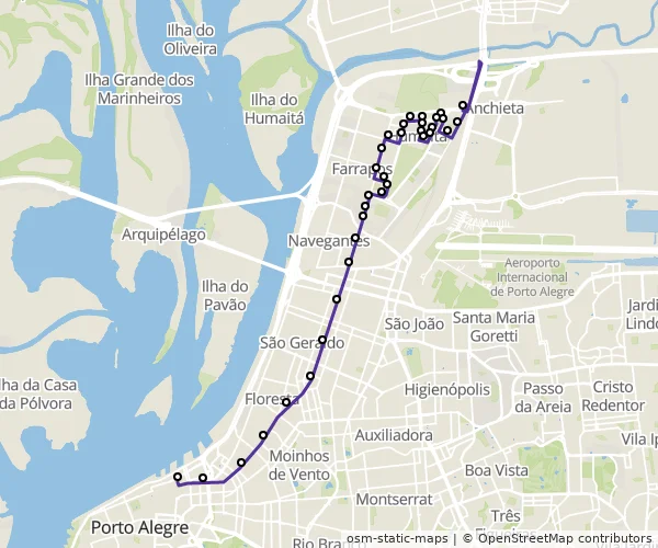 Mapa do itinerário da linha