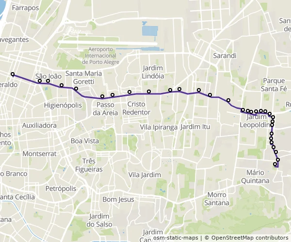 Mapa do itinerário da linha