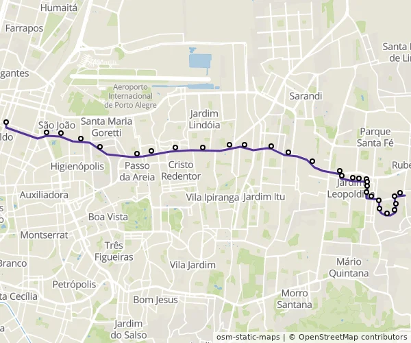 Mapa do itinerário da linha