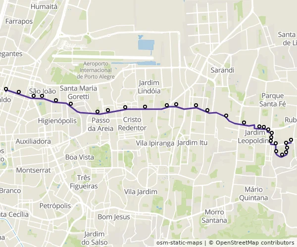 Mapa do itinerário da linha