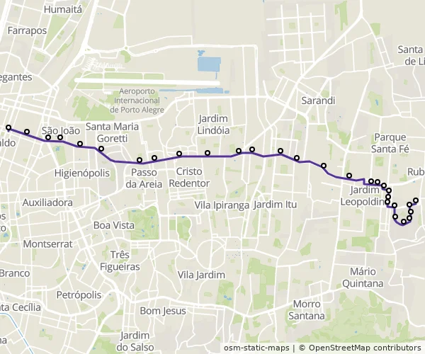 Mapa do itinerário da linha