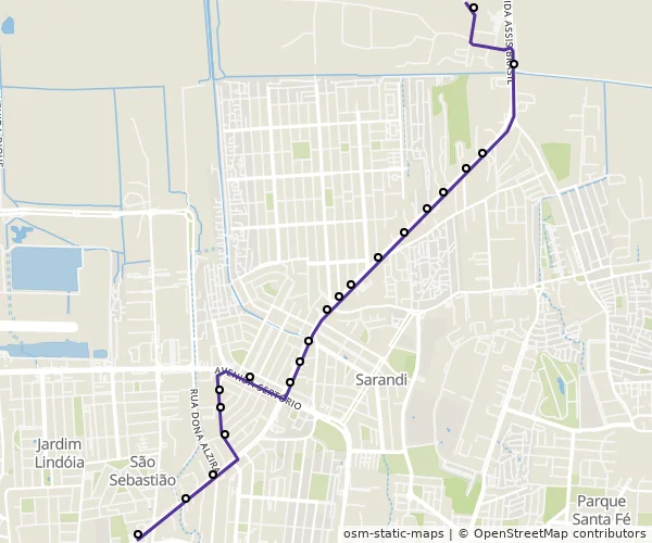 Mapa do itinerário da linha