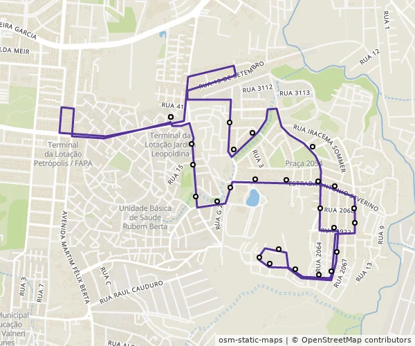 Mapa do itinerário da linha