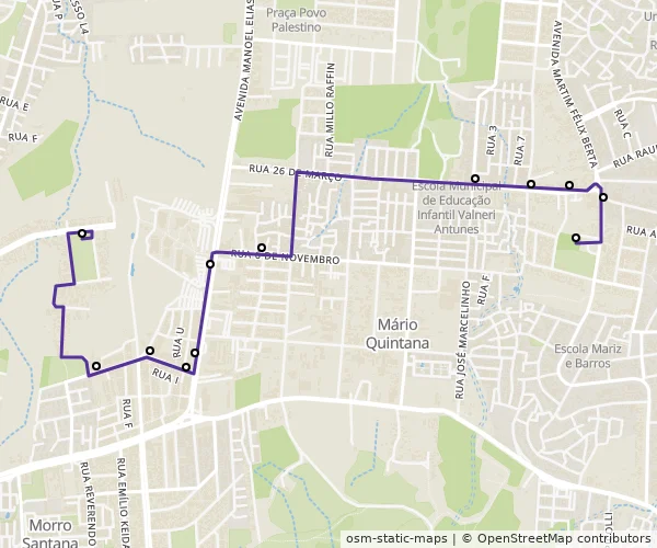 Mapa do itinerário da linha
