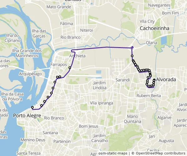 Mapa do itinerário da linha
