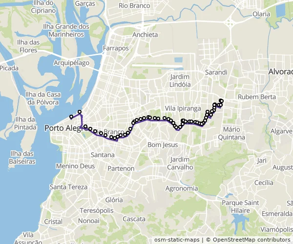 Mapa do itinerário da linha