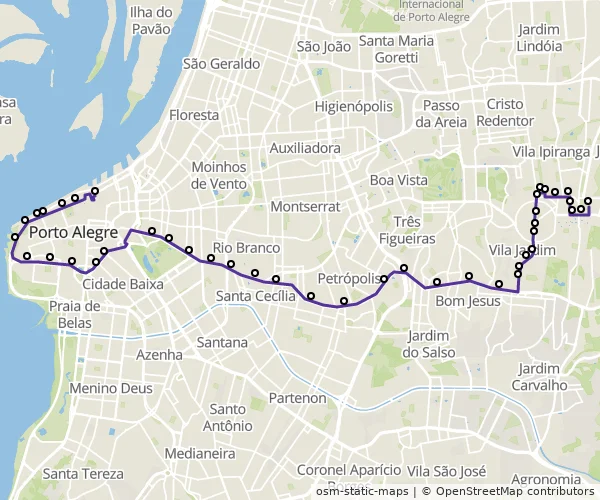 Mapa do itinerário da linha