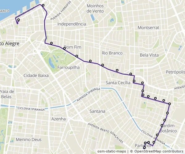 Mapa do itinerário da linha