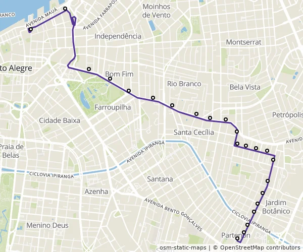 Mapa do itinerário da linha