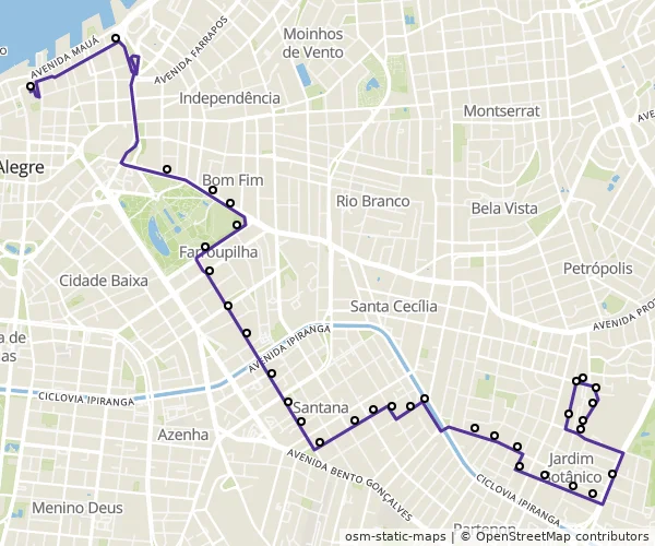 Mapa do itinerário da linha