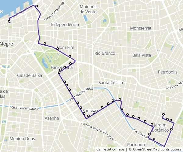 Mapa do itinerário da linha