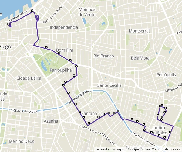 Mapa do itinerário da linha