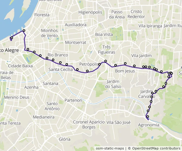 Mapa do itinerário da linha