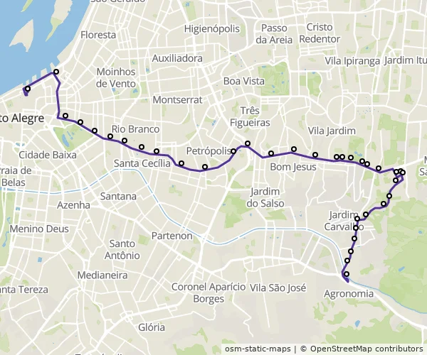 Mapa do itinerário da linha