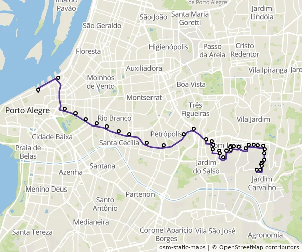 Mapa do itinerário da linha