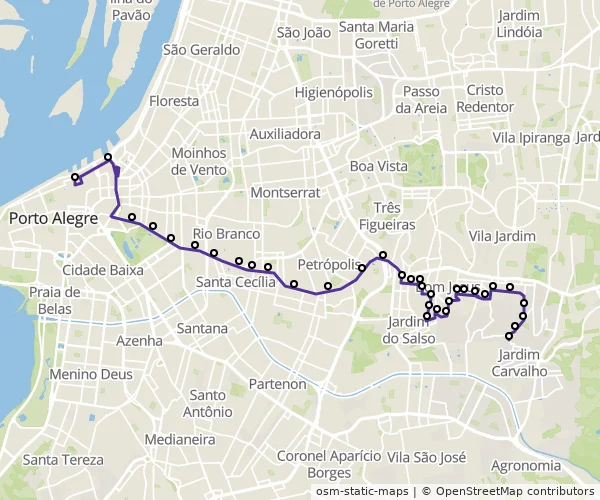 Mapa do itinerário da linha