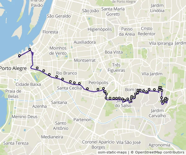 Mapa do itinerário da linha
