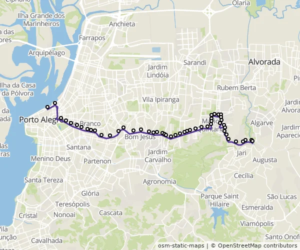 Mapa do itinerário da linha