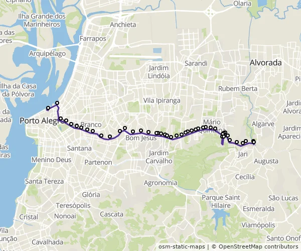 Mapa do itinerário da linha