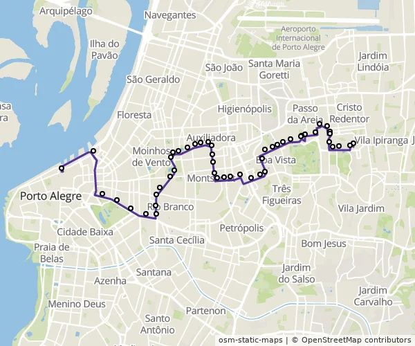 Mapa do itinerário da linha