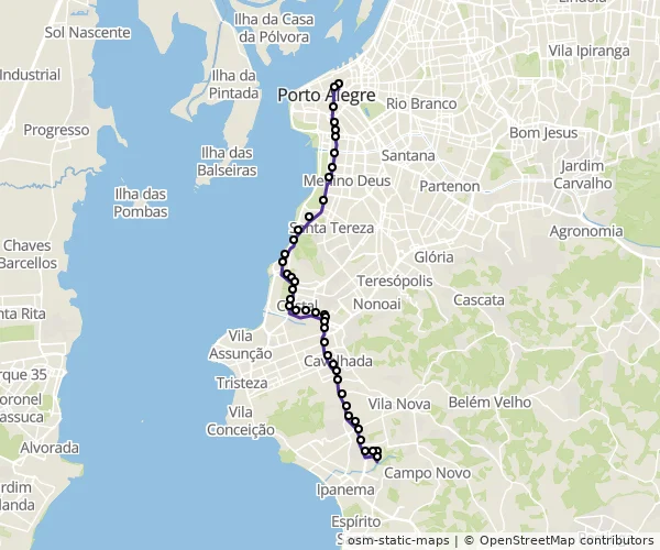 Mapa do itinerário da linha